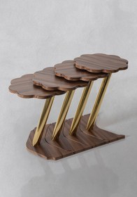Resim Veys Sehpa 4 Lü Gold Papatya Zigon Sehpa - Ceviz 