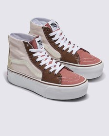 Resim Vans Kadın Pembe Sk8 Hi Tapered Stackform Earthy Blocking Multi Color Sneaker Krem 