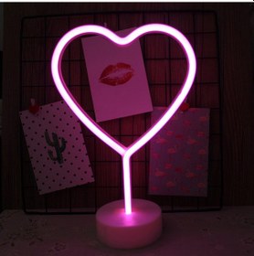 Resim Maiyame Pembe Kalp Şekilli Led Masa Lambası, Yatak Odası Dekorasyonu Usb Gece Lambası, Usb + 3xaa Pil İkili Kullanım Pil Yok 