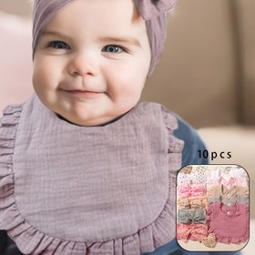 Resim 10 Adet Avrupa ve Amerika Yeni Şirin Bebek Altın Çiçek Saç Aksesuarları, Tek Renk Önlük Eşarp Seti 