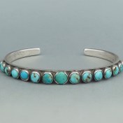 Resim Tribal Batı Tarzı Gümüş Kaplama Alaşım Açık Manşet Bileklik Sentetik Turkuaz Detaylı, Tüm Mevsimler İçin Moda Günlük Giyim Takıları 