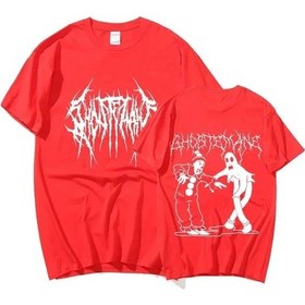 Resim Snapbuy Erkek & Kadın Hip Hop Metal Gotik Baskılı T-shirt Y2k Yazlık Streetwear Spor Kısa Kollukırmızı Kirmizi 