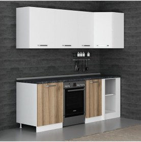 Resim Minar 225cm Köşe Mutfak Dolabı - Beyaz/dore K225-d2 