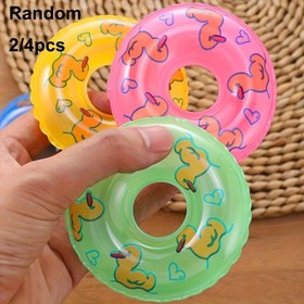 Resim 2/4 Parça Sevimli Hayvan Yüzme Halkası Seti - Dayanıklı Plastik Köpek ve Kedi Banyo Oyuncakları 