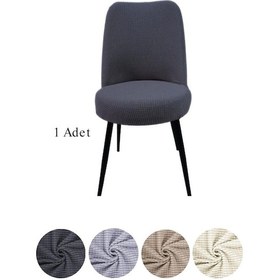 Resim StarMall Yıkanabilir Streç Lastikli Likralı Oval Sandalye Kılıfı - Yuvarlak Sandalye Örtüsü 1 Adet Antrasit 