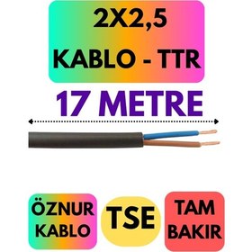 Resim Öznur 2x2,5 Ttr Kablo Siyah Metre Seçenekli - 17 Metre 
