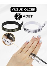 Resim Hugdesign 2'li Siyah Ve Beyaz Yüzük Ölçü Metresi, Parmak Ölçer, Yüzük Ölçer, Yüzük Ölçüm, Yüzük Ölçek 