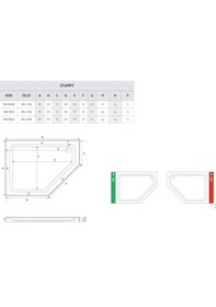 Resim Shower Stumpy Beşgen Flat Duş Teknesi 90X130 Cm 