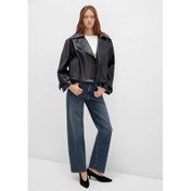 Resim Mavi Suni Deri Kadın Oversize Ceket (M1110709-900) 