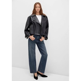 Resim Mavi Suni Deri Kadın Oversize Ceket (M1110709-900) 