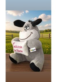 Resim Sevimli Eşek Peluş Eşeklik Ettim Özür Dilerim 25 Cm Hediyelik Uyku Arkadaşı Gri 