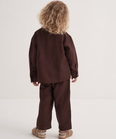 Resim Unisex Çocuk Dökümlü Pamuklu Düğmeli Pantolon Acı Kahve - 4-5 Yaş 