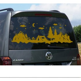 Resim Melek Pazarı 160 X 56 Cm Kamp Çadırı Ve Dağ Manzarası Karavan Sticker 