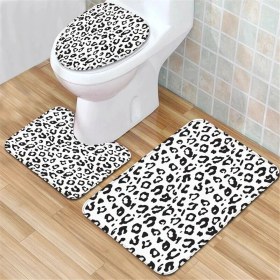 Resim DouranShop Mor Tarzı 3 Adet Tuvalet Paspas Seti Leopar Baskı Giriş Kapısı Paspası Banyo Paspasları Koridor Için Banyo Ürünleri Toilettes Aksesuarları Ev Halısı (Yurt Dışından) 