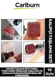Resim Carlburn Özel Üretim Metal Ahşap Plastik Temizleme Parlatma Çapak Alma 10 Uçlu Kalıpçı Taşlama Seti 