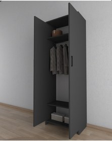Resim Antrasit 2 Kapaklı Raflı Gardırop 