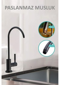 Resim Piksel Aqua Lüks Su Arıtma Musluğu Mat Siyah Paslanmaz 