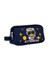 Resim Ümit Çanta Erkek Çocuklar İçin İki Bölmeli Astronot Ayıcık Baskılı Kalemlik - Lacivert Beyaz - 5047 Lacivert - Beyaz 