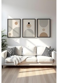 Resim Huhuli Ahşap Siyah Çerçeveli 3 Parça Set Tablo Huhu261 