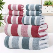 Resim 8 adet Saçsız Süper Emici ve Ultra Yumuşak Beş Yıldızlı Otel Standartı İki Renkli Çizgili Banyo Havlusu Havlu Seti, 2 Banyo Havlusu, 2 Yüz Havlusu ve 4 El Havlusu dahil - Hızlı Kuruyan | Asma Halkası ile | Hafif Lüks 