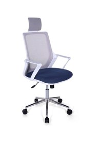 Resim Ofisbazaar Alf Beyaz Fileli Yönetici Koltuğu Ergonomik Başlıklı Ofis Koltuğu Mavi/gri Gri 