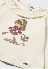Resim Mayoral Krem Kız Bebek Fırfır Yakalı Uzun Kollu T-shirt 2076 Krem 