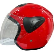Resim Sway Xbyc 633 Solıd Şeffaf Vizörlü Yarım Motosiklet Scooter Kaskı XL Beden Kırmızı 
