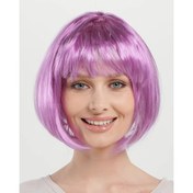 Resim Düz Kesim Küt Parti Peruğu Rose Pembe 