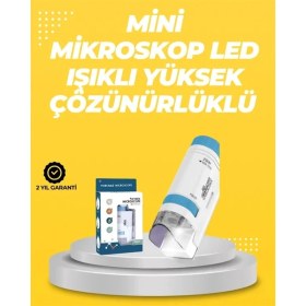 Resim Taşınabilir LED Işıklı Cep Mikroskop - 80X-200X Büyütme 