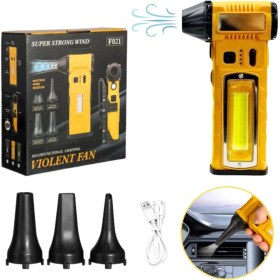 Resim Şarjlı Mini Jet Turbo Fan Araç Kurutucu LED Işık Çakar Ikaz Devir Ayarlı Mangal Üfleme Klavye Temizleme 
