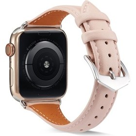 Resim Sones iOS Uyumlu Watch Serisi 7 45mm / 6 - Se - 5 - 4 44mm / 3 - 2 - 1 42mm Hakiki Deri Saat Kordonu 