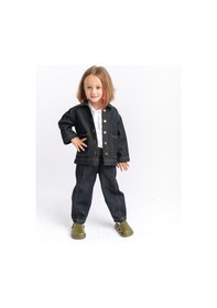 Resim Oliven The Kid Oliventhekid Unisex Beli Lastikli Cepli Balon Kot Pantolon Siyah Siyah 