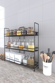 Resim EVA METAL TASARIM Metal Duvara Asılabilir Baharatlık Standı Küçük Boy Baharatlık Rafı Krom 