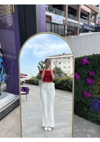 Resim Modanne Yaka Streplez Bustiyer - Kırmızı-177 