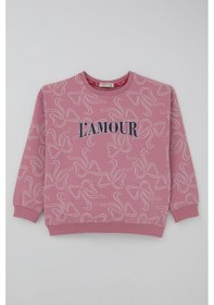 Resim Breeze Kız Çocuk Eşofman Takımı Fiyonk Desenli Bağcık Aksesuarlı 4-8 Yaş, Pembe 
