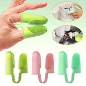 Resim Köpekler için Süper Yumuşak Çift Parmak Diş Fırçası, Diş Temizliği ve Kötü Nefes Bakımı TPR Diş Fırçası Temizleme Aracı, Köpek Diş Fırçası Aksesuarları 