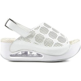 Resim Muya Jambe Anatomik Air Max Tabanlı Topuk Dikeni Kadın Sandalet Beyaz 