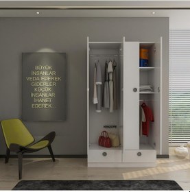 Resim Kenzlife gardırop 4 kapılı 2 çekmeceli biberiye 182*100*42 byz ka 