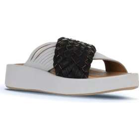 Resim Bueno Shoes Siyah Beyaz Deri Kadın Düz Terlik 01WU4624 01WU4624 