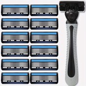 Resim 6-Bıçaklı Hassas El Tıraş Bıçağı Seti - Ergonomik Tutma Yeri ile 1 Dayanıklı Sap ve 12 Kartuş Yedekleme ile Etkili Yüz Tüyü Temizleme ve Pürüzsüz Tıraş 