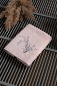 Resim Pudra Pembe Sakura Nakışlı Pamuk Yüz Havlusu Kigili