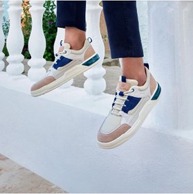 Resim Erkek Beyaz Açık Vizon Hakiki Deri Sneaker Ayakkabı 