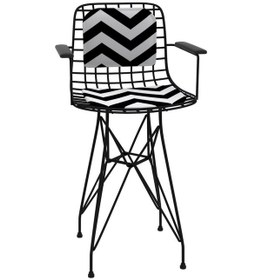 Resim Knsz ufak boy tel bar sandalyesi 1 li uslu syhaldo kolçaklı sırt minderli 55 cm oturma yüksekliği mutfak bahçe cafe ofis 