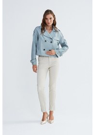 Resim Valmenti Kadın Gümüş Metalik Hakiki Deri Ceket 846 V1008 Byn Ceket Y23 