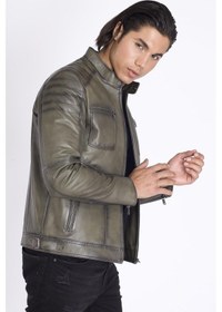 Resim Şahin Deri Eskitme Spor Hakiki Deri Mont-yeşil Yeşil 