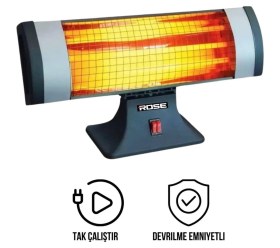 Resim Rose Ayak Tipi Isıtıcı Soba 1.800 W Güçlü Otomatik Kapanma Özelliği ile Siyah Renk 