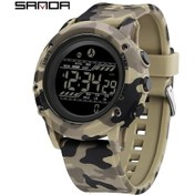 Resim Sanda Erkekler Akıllı Electroni Spor Erkek Saati Kalori Kaydı Adım Adım Askeri Camouflage Yellow Altın 