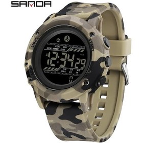 Resim Sanda Erkekler Akıllı Electroni Spor Erkek Saati Kalori Kaydı Adım Adım Askeri Camouflage Yellow Altın 