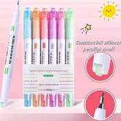 Resim 6/8 Adet Çift Taraflı Çiçek Profil Eğri Kalem, Vurgulayıcı, İşaretleyici Kalem, Dalgalı Kalem, Öğrenci El Kitabı, Anahtar Rengi, Bir Set İşaretleme Kalemi 