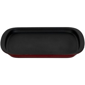 Resim Lava Döküm Dikdörtgen Servis Tabağı Ölçü 32x20cm.-bordo Bordo 